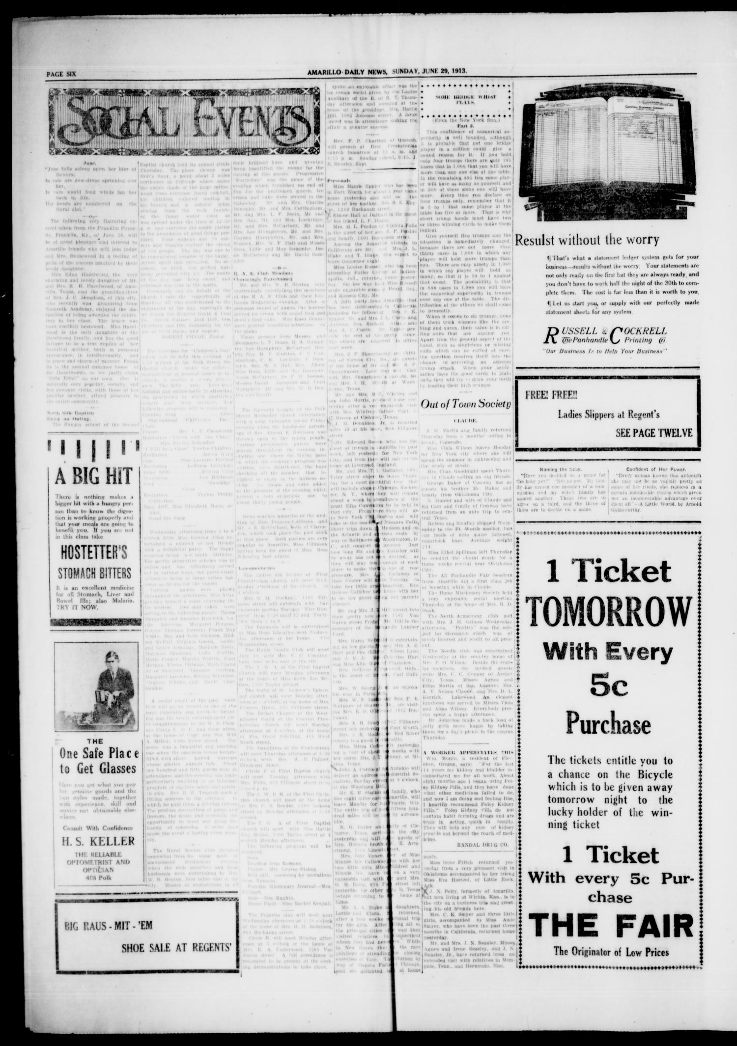 Amarillo Daily News (Amarillo, Tex.), Vol. 4, No. 204, Ed. 1 Sunday, June 29, 1913
                                                
                                                    [Sequence #]: 6 of 8
                                                
