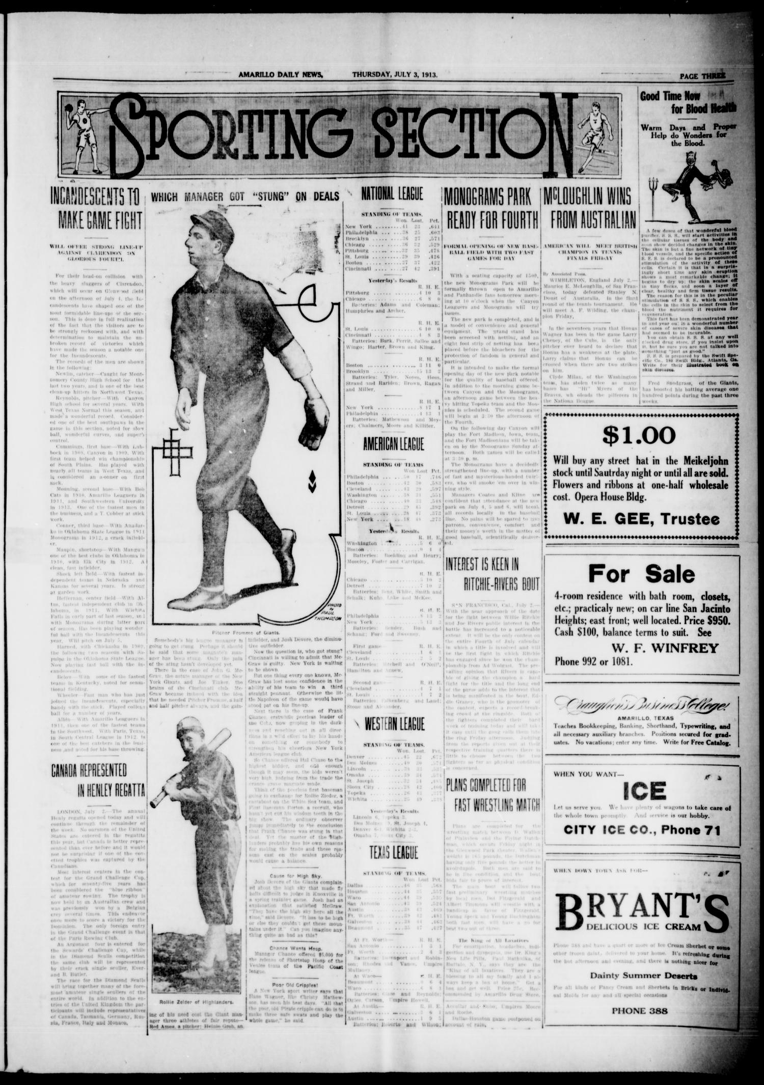 Amarillo Daily News (Amarillo, Tex.), Vol. 4, No. 208, Ed. 1 Thursday, July 3, 1913
                                                
                                                    [Sequence #]: 7 of 8
                                                