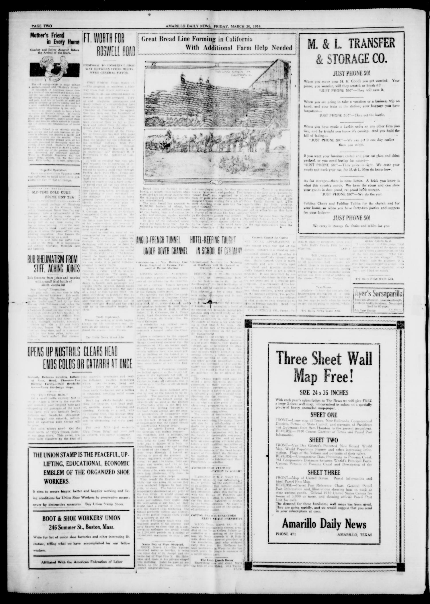 Amarillo Daily News (Amarillo, Tex.), Vol. 4, No. 118, Ed. 1 Friday, March 20, 1914
                                                
                                                    [Sequence #]: 2 of 8
                                                