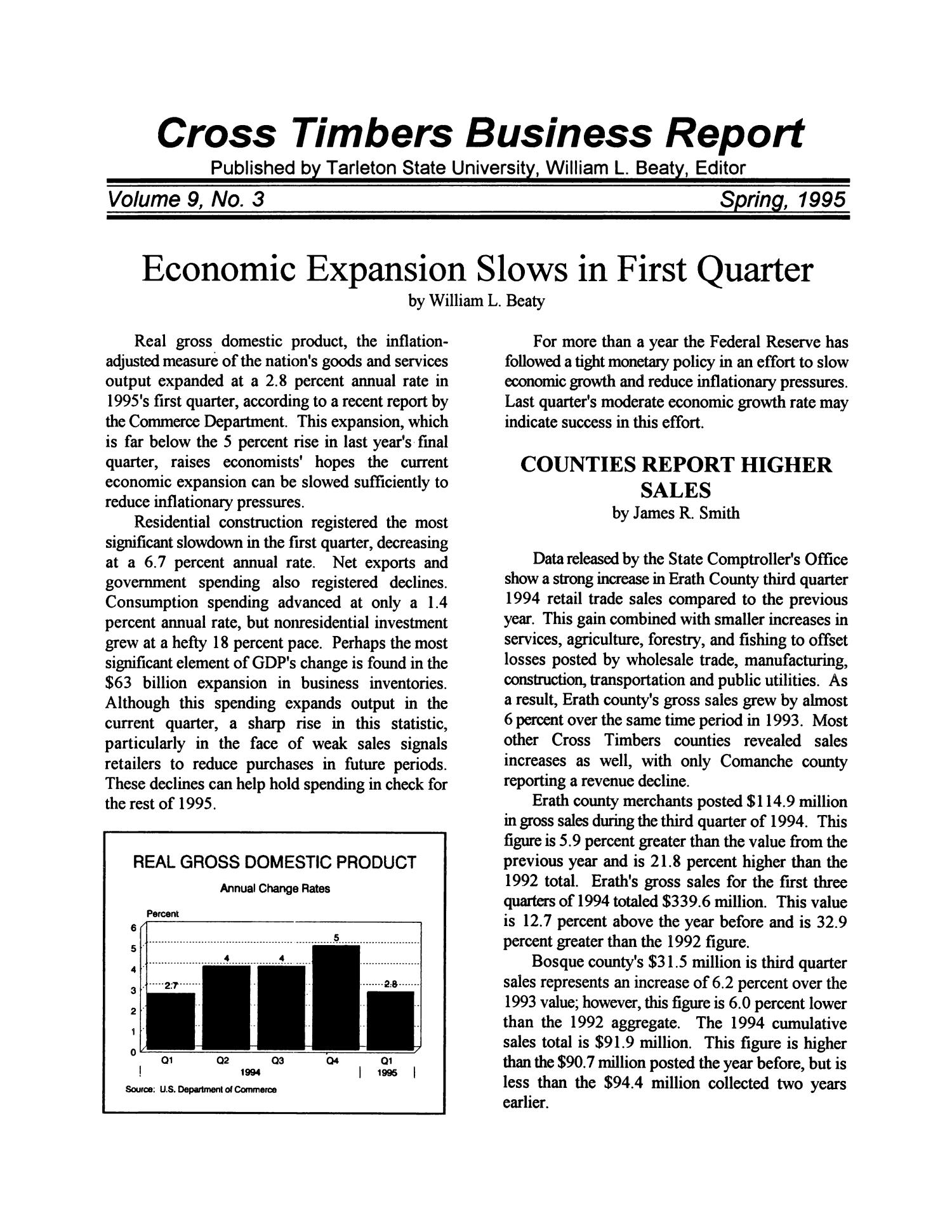 Cross Timbers Business Report, Volume 9, Number 3, Spring 1995
                                                
                                                    1
                                                