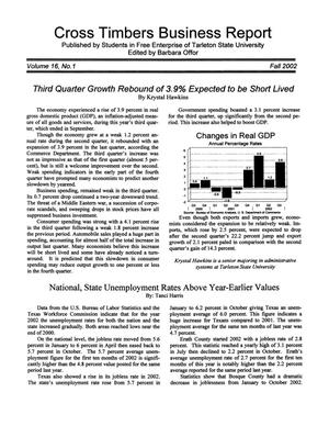Primary view of object titled 'Cross Timbers Business Report, Volume 16, Number 1, Fall 2002'.