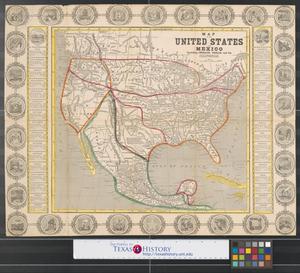 Primary view of object titled 'Map of the United States and Mexico, including Oregon, Texas and the Californias.'.