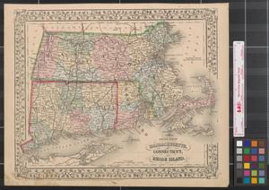 Primary view of object titled 'County map of Massachusetts, Connecticut and Rhode Island.'.