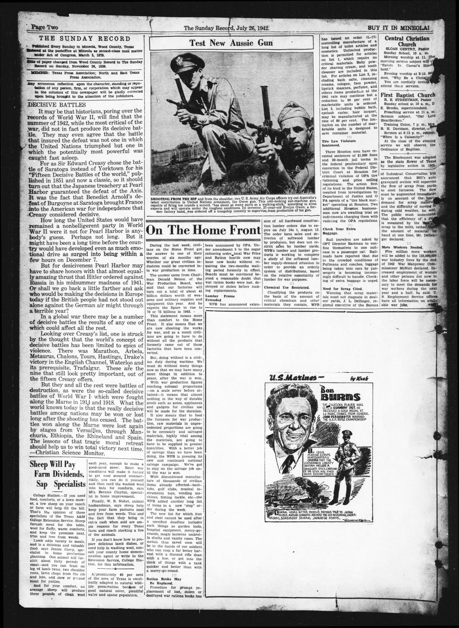 The Sunday Record (Mineola, Tex.), Vol. 13, No. 17, Ed. 1 Sunday, July 26, 1942
                                                
                                                    [Sequence #]: 2 of 4
                                                