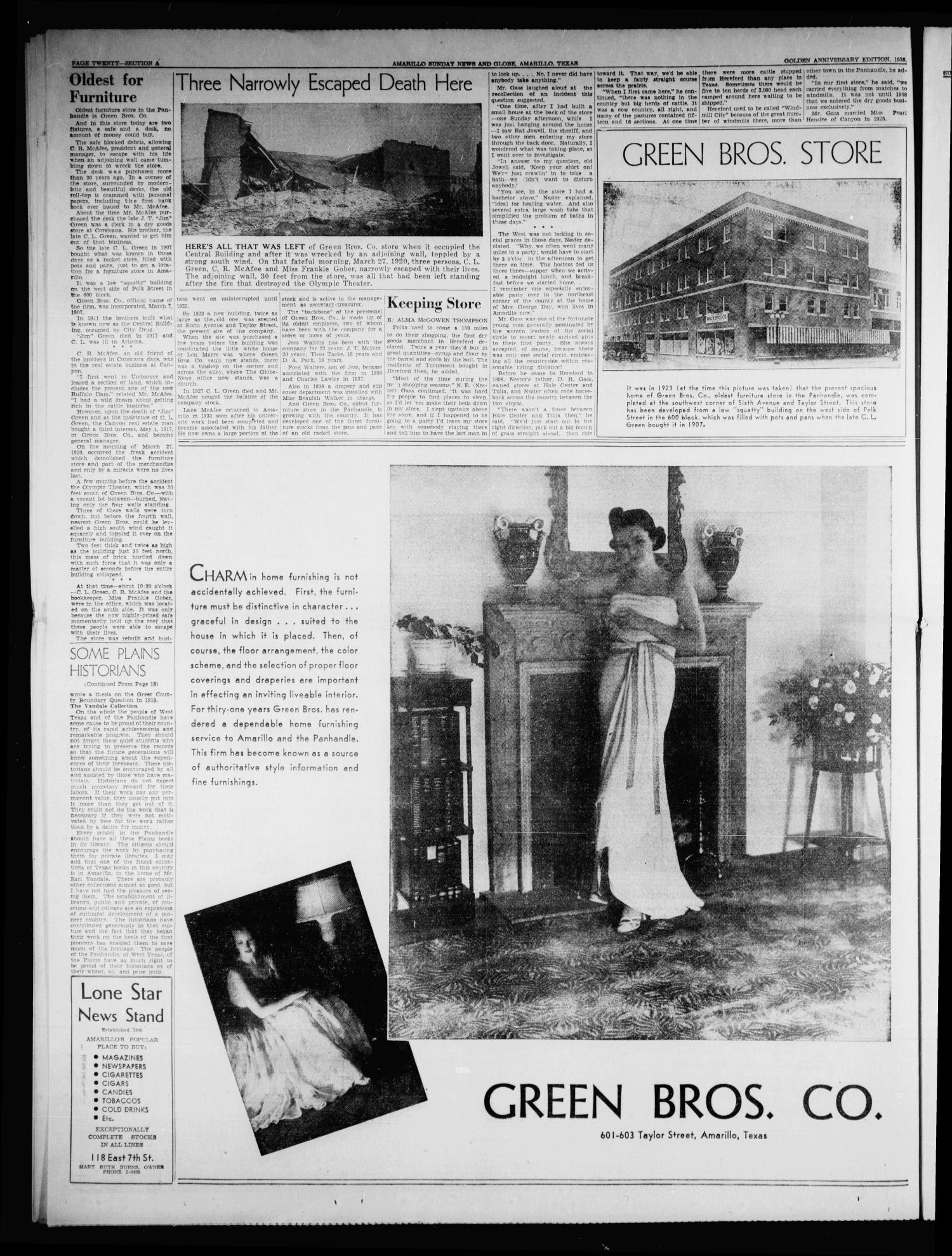 Amarillo Sunday News-Globe (Amarillo, Tex.), Vol. 13, No. 33, Ed. 1 Sunday, August 14, 1938
                                                
                                                    [Sequence #]: 44 of 264
                                                