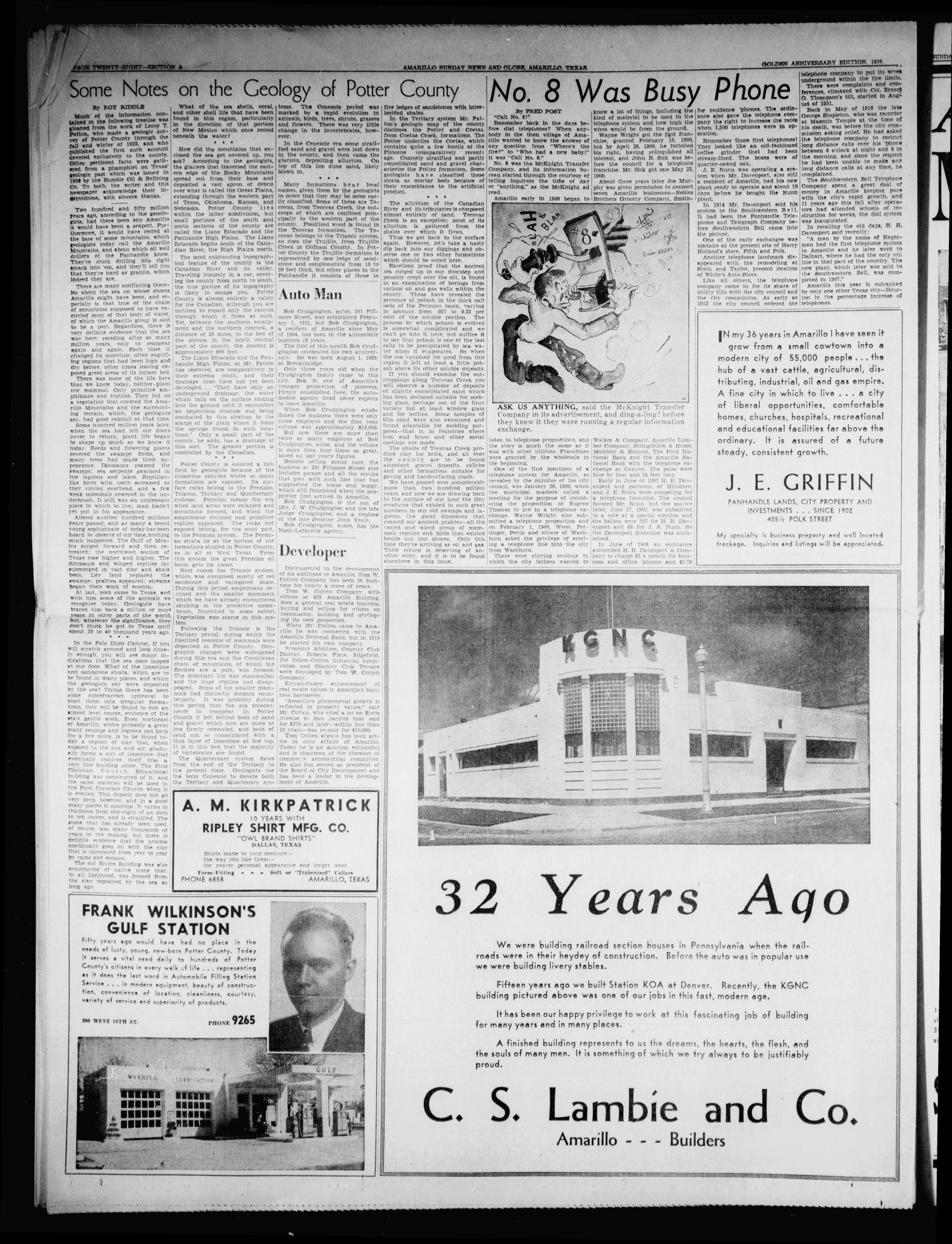 Amarillo Sunday News-Globe (Amarillo, Tex.), Vol. 13, No. 33, Ed. 1 Sunday, August 14, 1938
                                                
                                                    [Sequence #]: 52 of 264
                                                