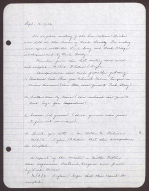 Primary view of object titled '[Minutes for the San Antonio Chapter of the Links, Inc. Meeting - September 16, 1962]'.