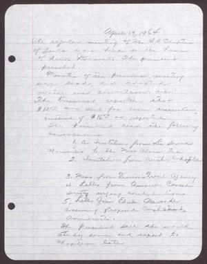 Primary view of object titled '[Minutes for the San Antonio Chapter of the Links, Inc. Meeting - April 19, 1964]'.