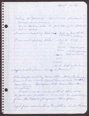 Primary view of object titled '[Minutes for the San Antonio Chapter of the Links, Inc. Meeting - April 15, 1967]'.