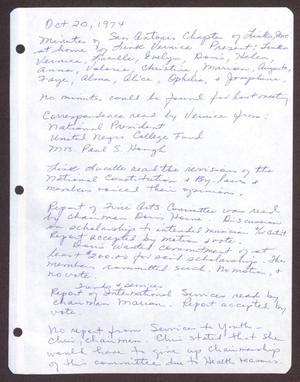 Primary view of object titled '[Minutes for the San Antonio Chapter of the Links, Inc. Meeting - October 20, 1974]'.