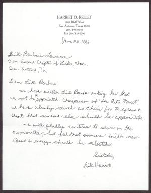 Primary view of object titled '[Letter from Harriet O'Kelley to Dr. Barbara A. Lawrence - June 20, 1996]'.
