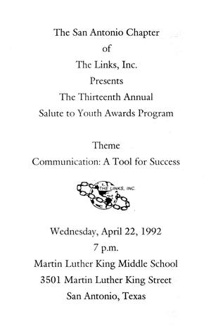 Primary view of object titled '[1992 Salute to Youth Awards Program]'.