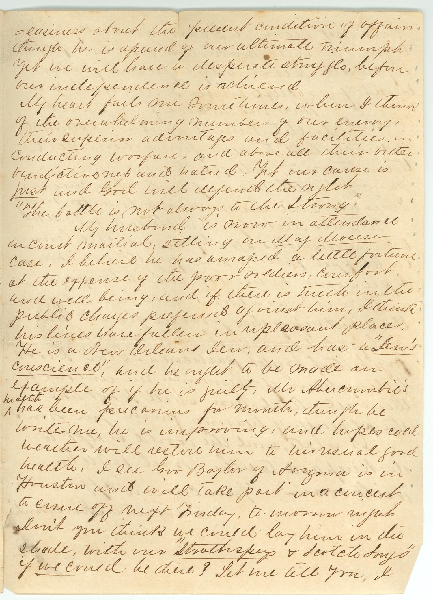 [Letter to R.E.B. Baylor from Lavinia Abercrombie, December 18, 1862]
                                                
                                                    [Sequence #]: 3 of 4
                                                