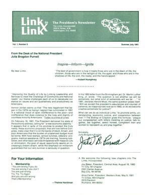 Primary view of object titled 'Link to Link: The President's Newsletter, Volume 1, Number 9, July 1981'.