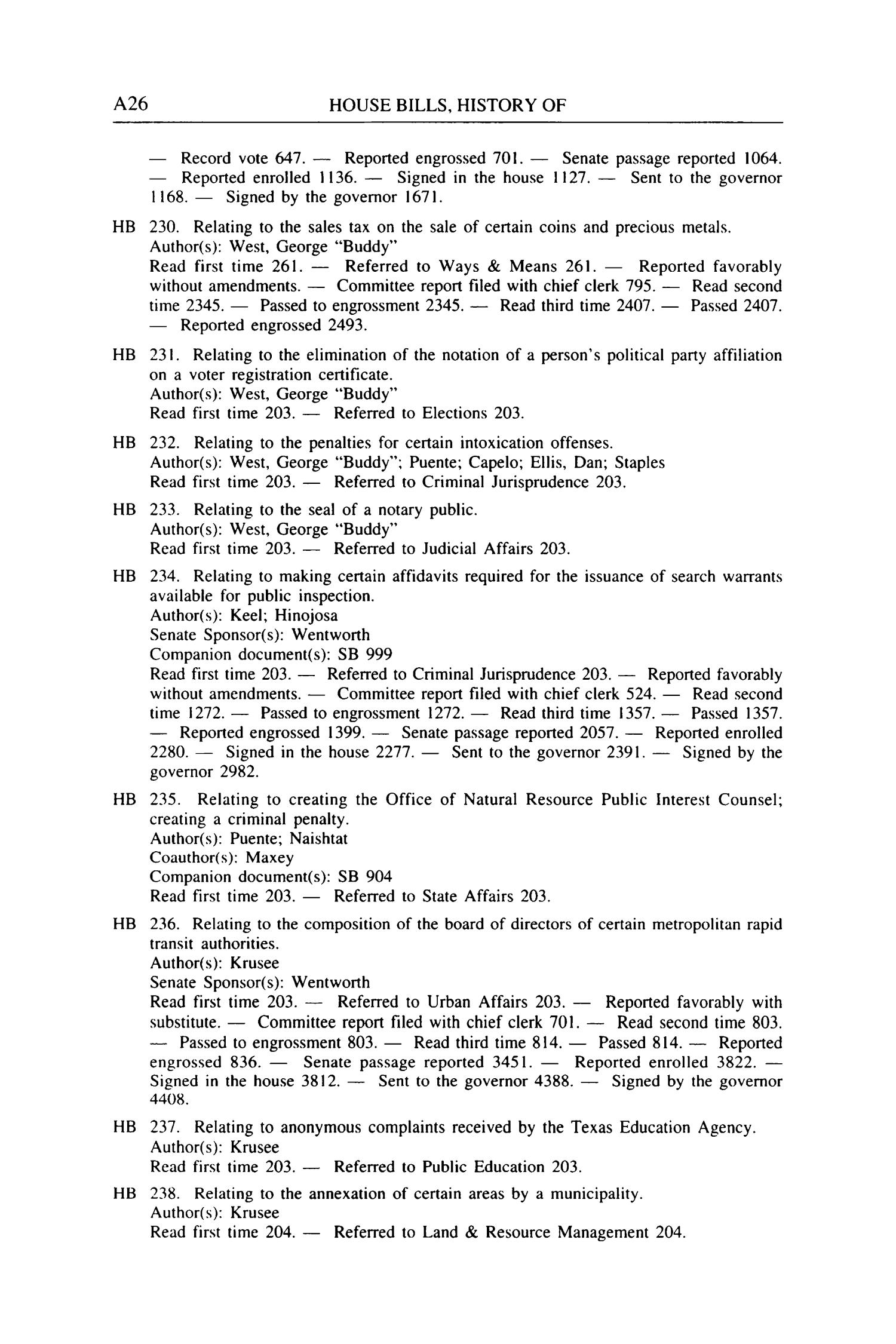 Journal of the House of Representatives of the Regular Session of the Seventy-Sixth Legislature of the State of Texas, Volume 5
                                                
                                                    A26
                                                