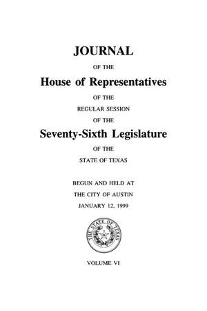 Primary view of object titled 'Journal of the House of Representatives of the Regular Session of the Seventy-Sixth Legislature of the State of Texas, Volume 6'.