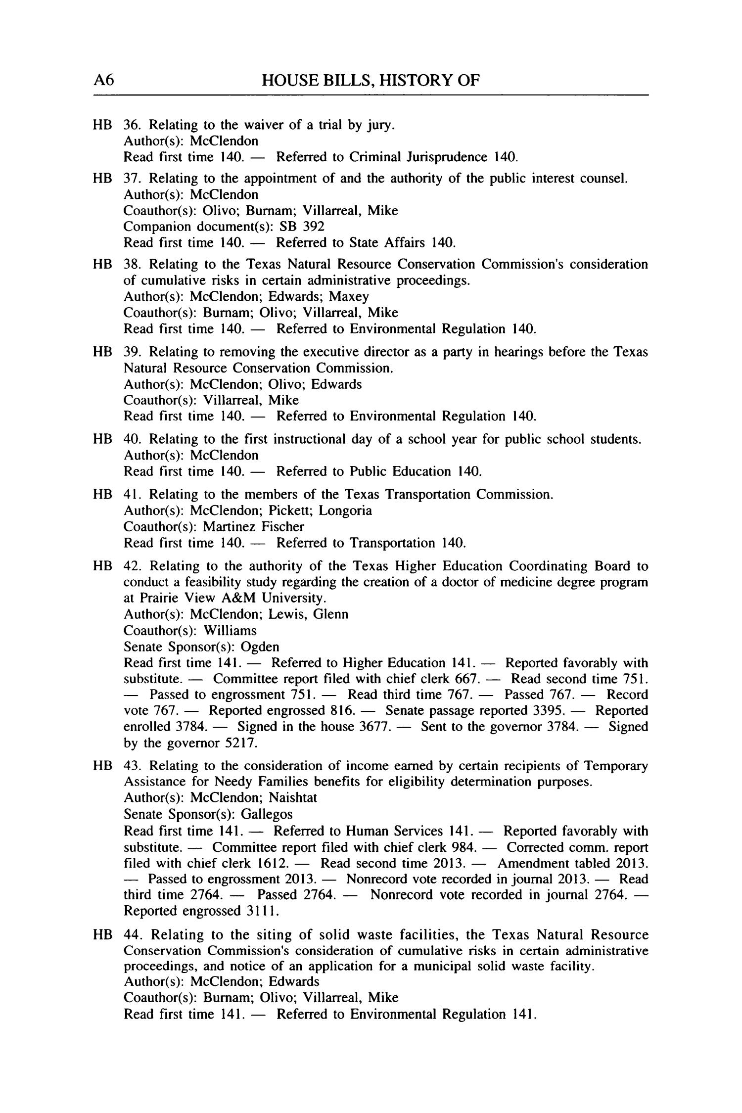 Journal of the House of Representatives of the Regular Session of the Seventy-Seventh Legislature of the State of Texas, Volume 6
                                                
                                                    A6
                                                
