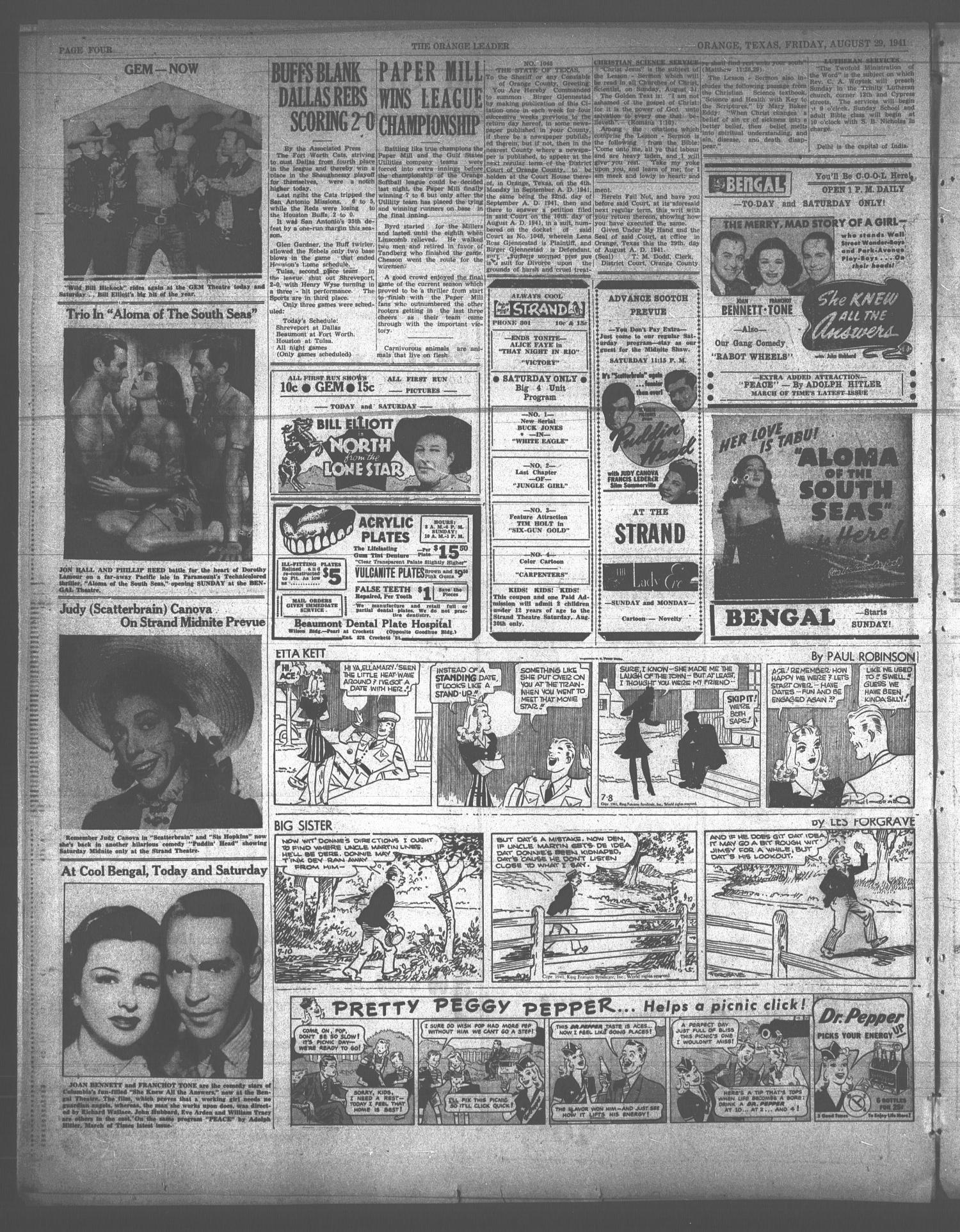 The Orange Leader (Orange, Tex.), Vol. 28, No. 203, Ed. 1 Friday, August 29, 1941
                                                
                                                    [Sequence #]: 4 of 10
                                                