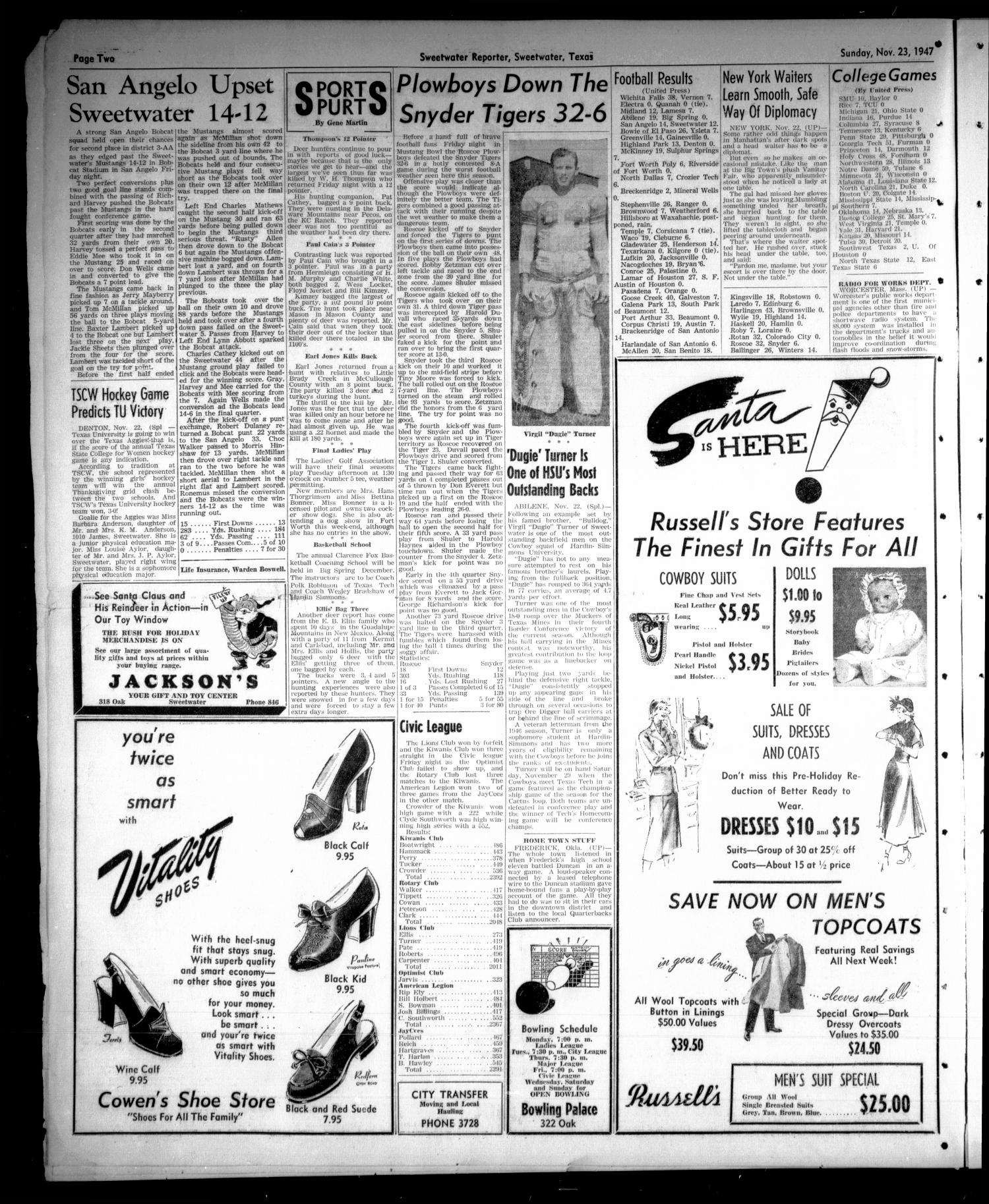 Sweetwater Reporter (Sweetwater, Tex.), Vol. 50, No. 279, Ed. 1 Sunday, November 23, 1947
                                                
                                                    [Sequence #]: 2 of 14
                                                