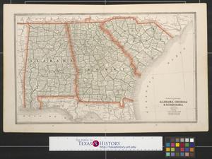 Primary view of object titled 'Railroad & county map of Alabama, Georgia & S. Carolina.'.