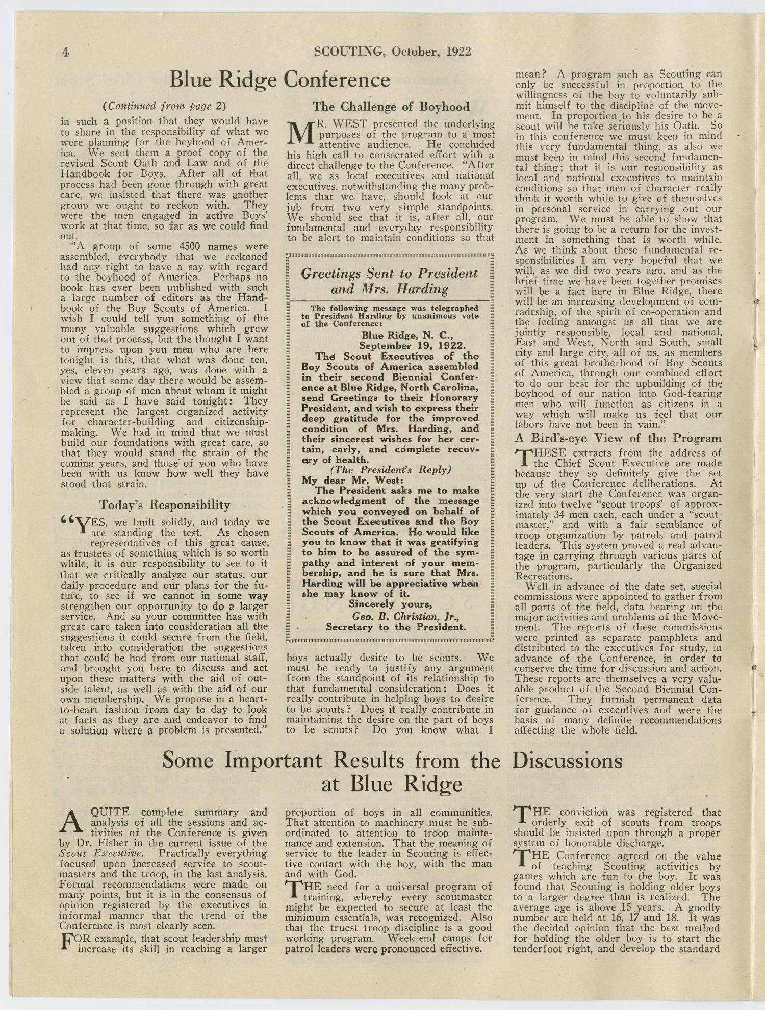 Scouting, Volume 10, Number 9, October 1922
                                                
                                                    4
                                                