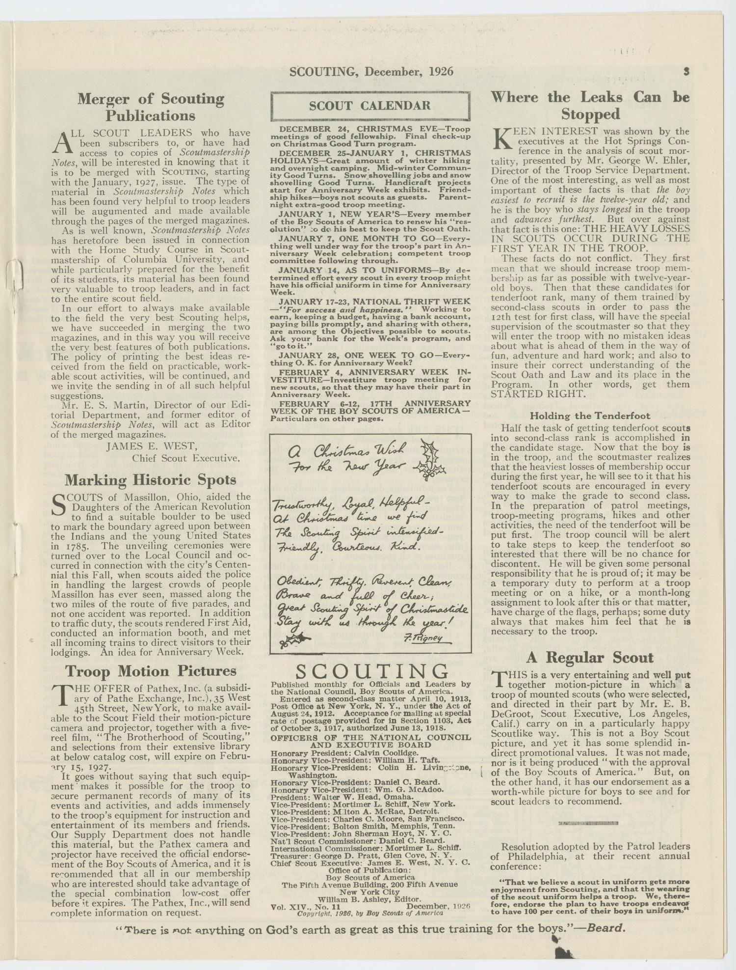 Scouting, Volume 14, Number 11, December 1926
                                                
                                                    3
                                                
