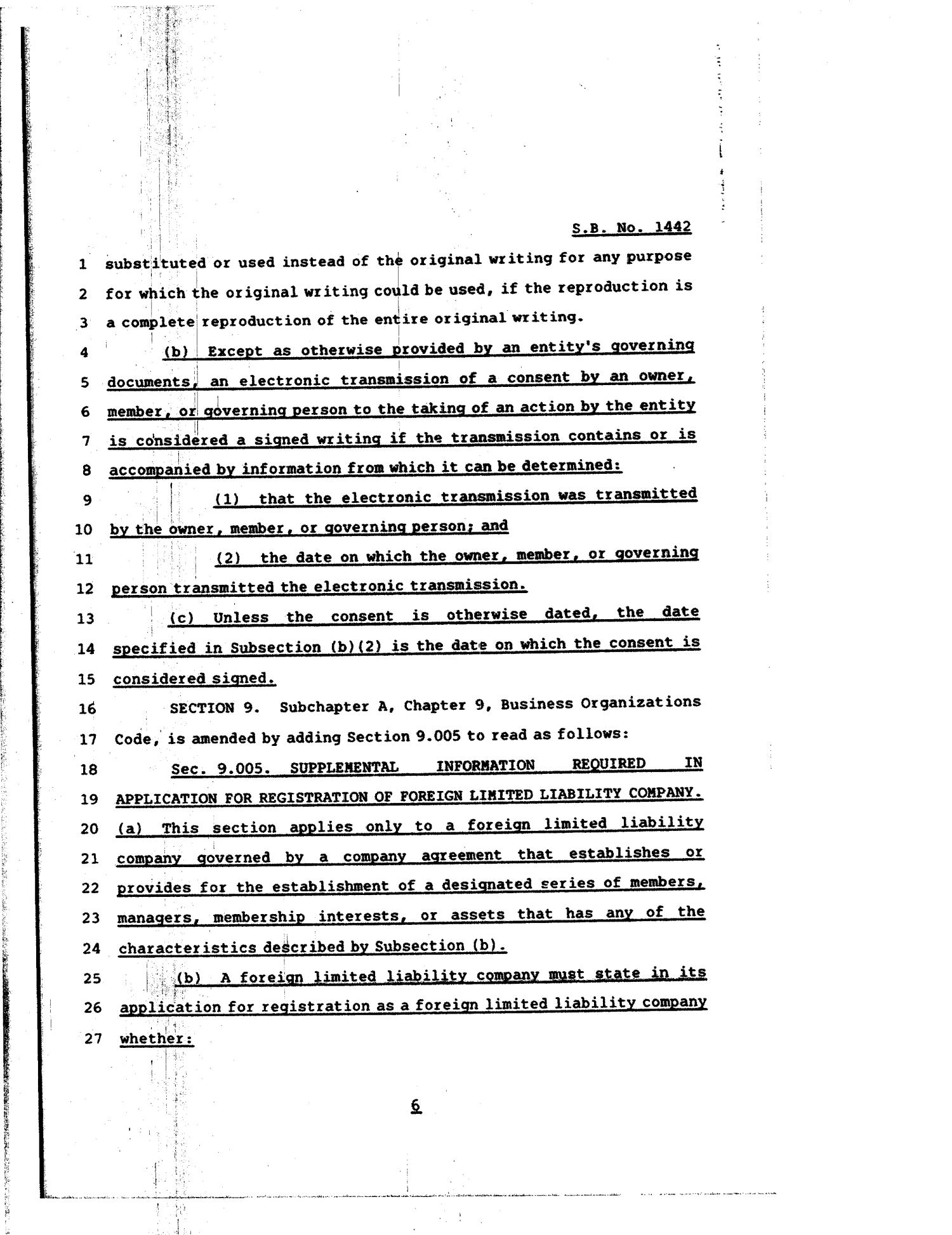81st Texas Legislature, Regular Session, Senate Bill 1442, Chapter 84
                                                
                                                    [Sequence #]: 6 of 64
                                                