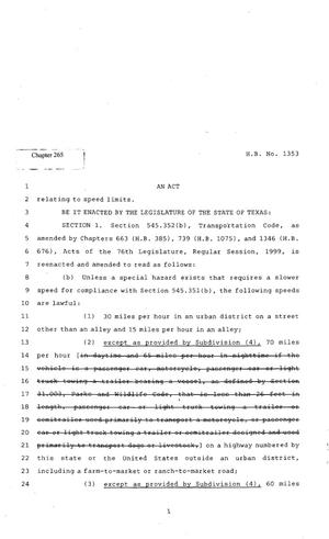 Primary view of object titled '82nd Texas Legislature, Regular Session, House Bill 1353, Chapter 265'.