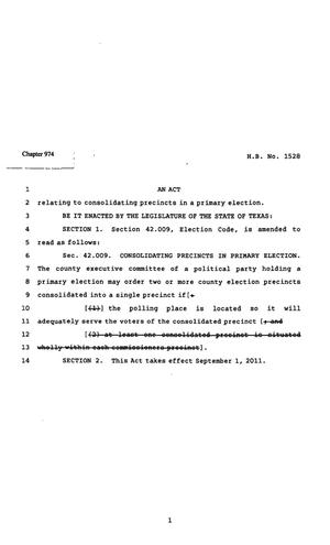 Primary view of object titled '82nd Texas Legislature, Regular Session, House Bill 1528, Chapter 974'.