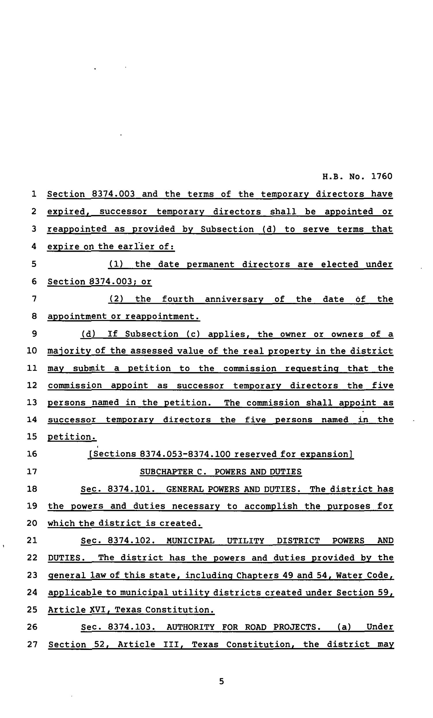 82nd Texas Legislature, Regular Session, House Bill 1760, Chapter 989
                                                
                                                    [Sequence #]: 5 of 22
                                                