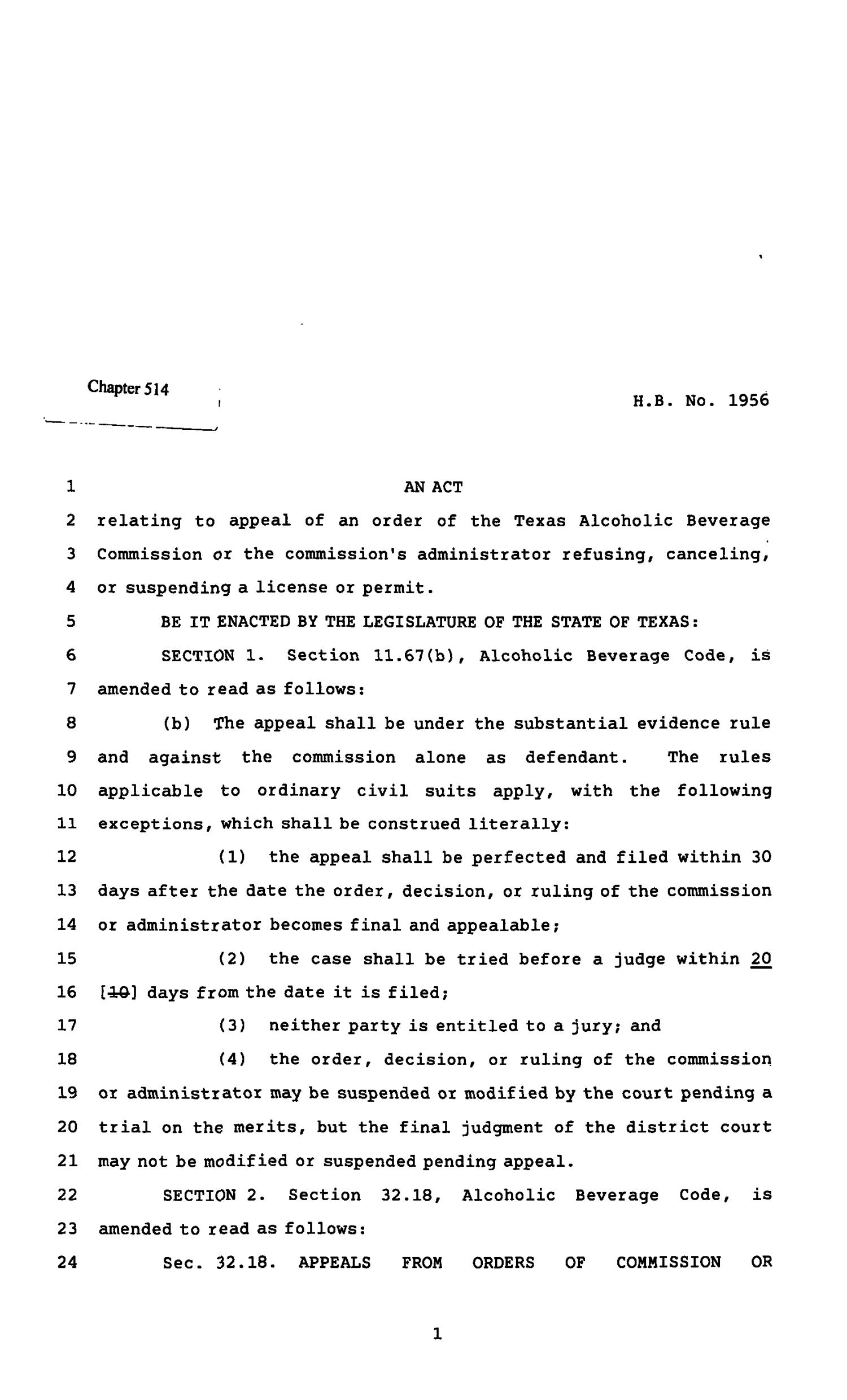 82nd Texas Legislature, Regular Session, House Bill 1956, Chapter 514
                                                
                                                    [Sequence #]: 1 of 3
                                                