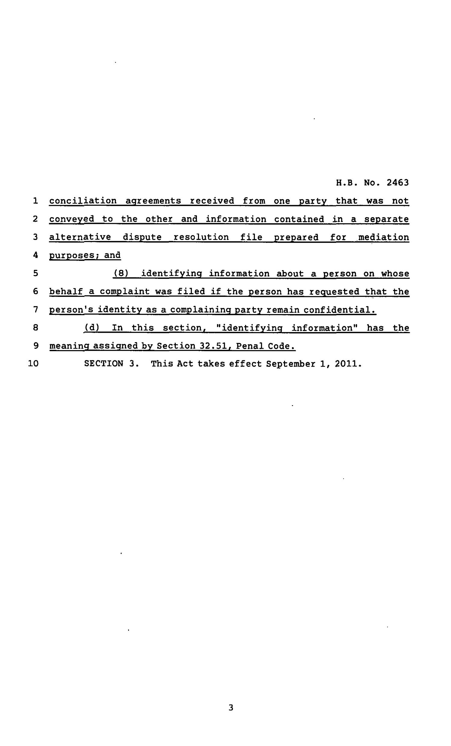 82nd Texas Legislature, Regular Session, House Bill 2463, Chapter 1012
                                                
                                                    [Sequence #]: 3 of 4
                                                