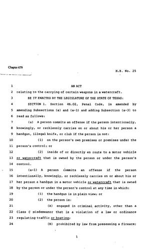 Primary view of object titled '82nd Texas Legislature, Regular Session, House Bill 25, Chapter 679'.
