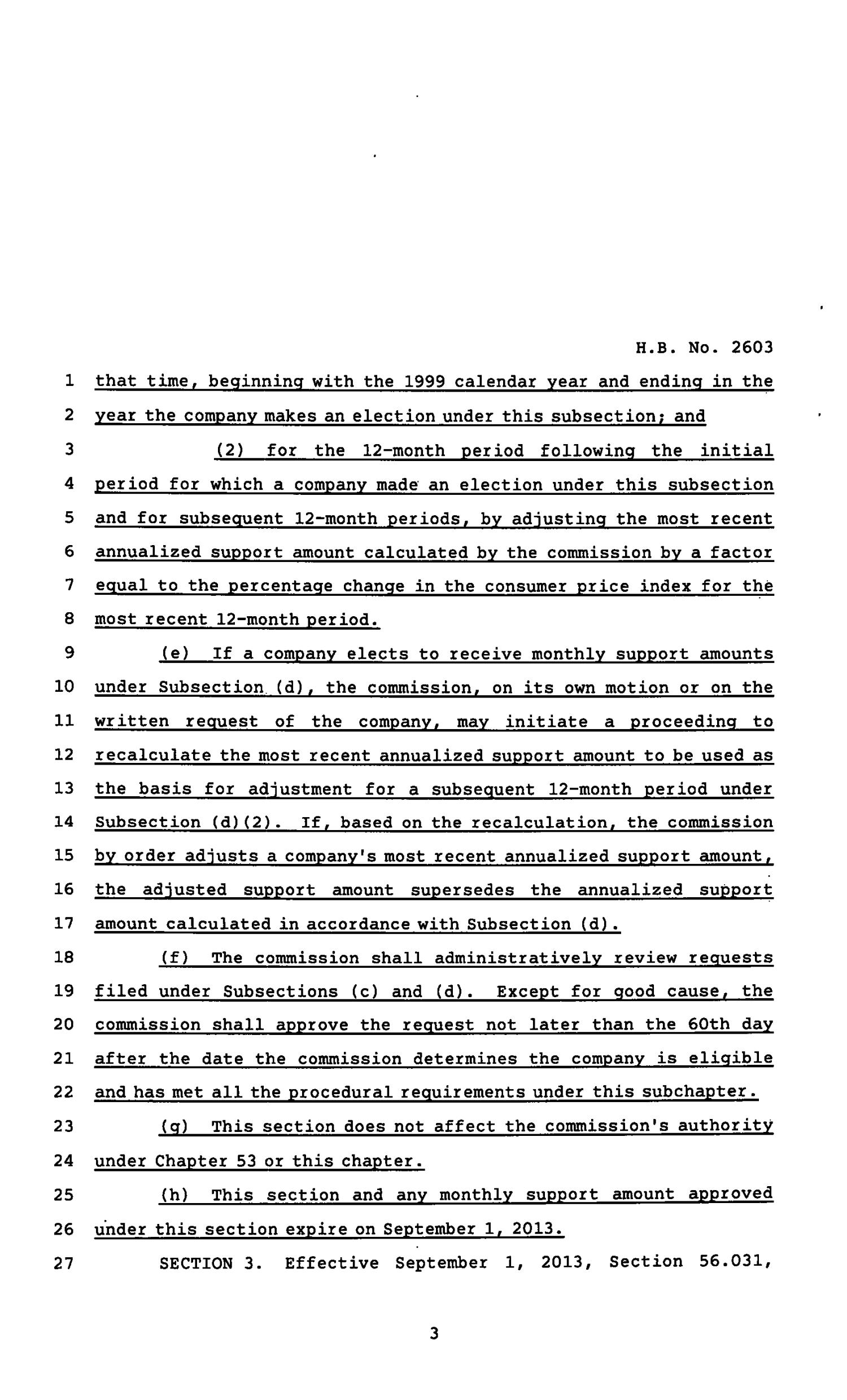 82nd Texas Legislature, Regular Session, House Bill 2603, Chapter 535
                                                
                                                    [Sequence #]: 3 of 5
                                                