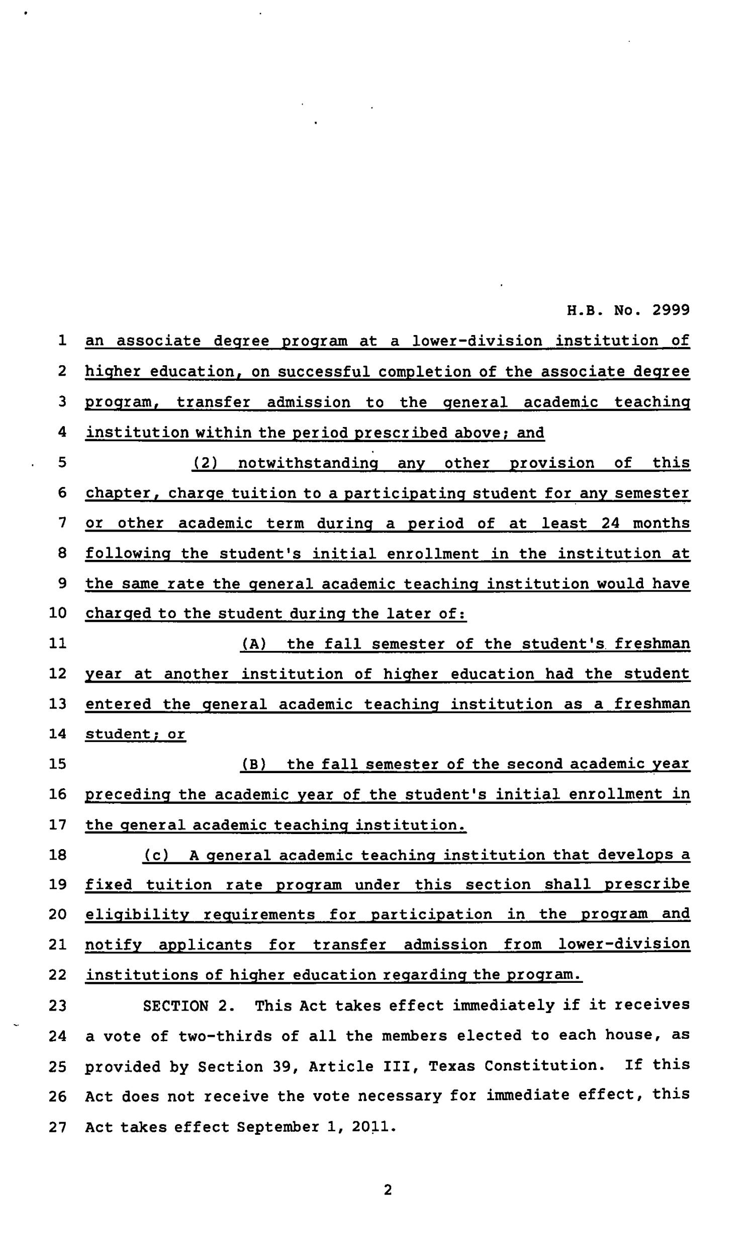 82nd Texas Legislature, Regular Session, House Bill 2999, Chapter 1036
                                                
                                                    [Sequence #]: 2 of 3
                                                
