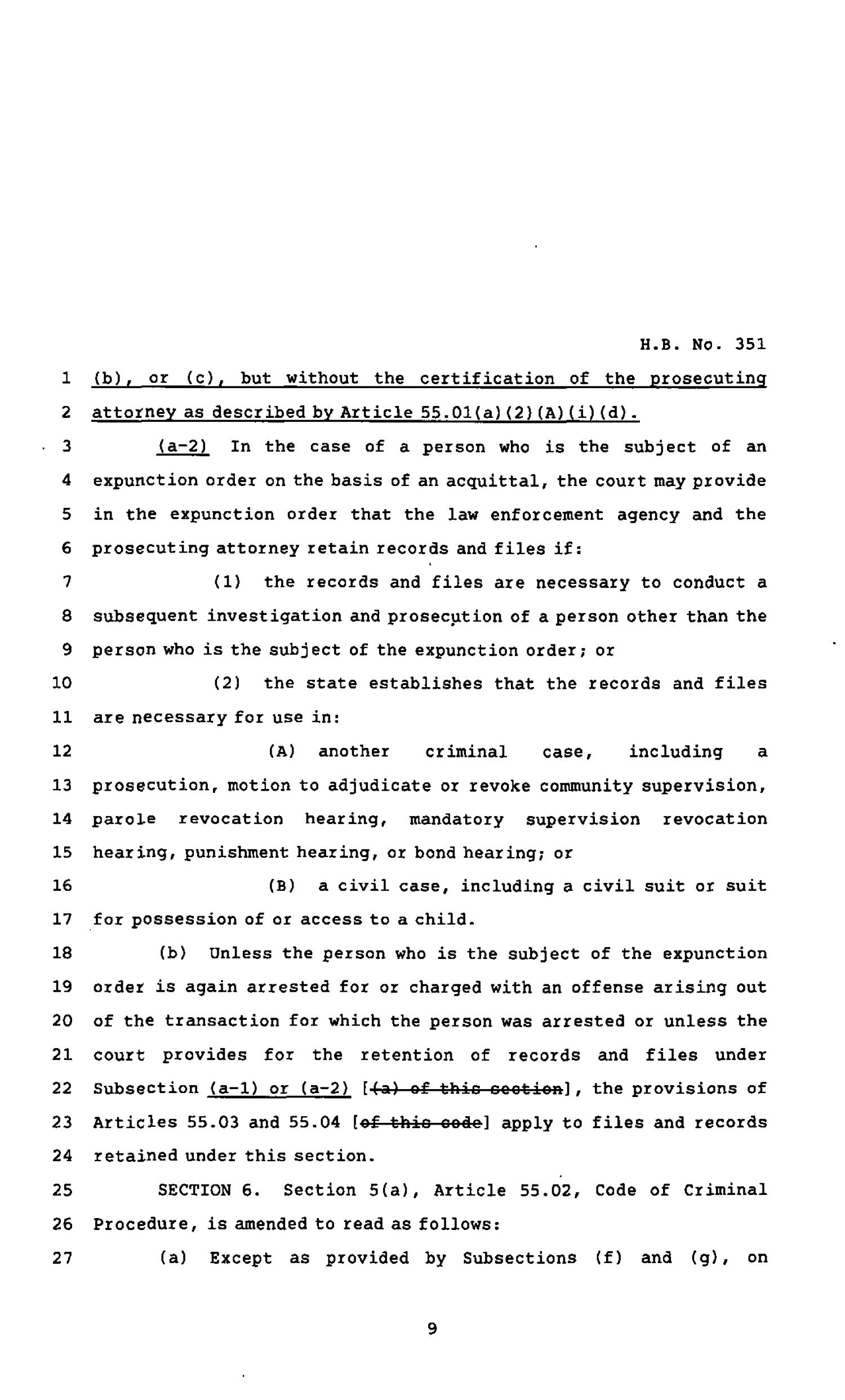 82nd Texas Legislature, Regular Session, House Bill 351, Chapter 690
                                                
                                                    [Sequence #]: 9 of 11
                                                