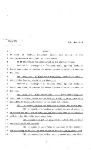 Primary view of object titled '82nd Texas Legislature, Regular Session, House Bill 3814, Chapter 356'.