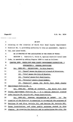 Primary view of object titled '82nd Texas Legislature, Regular Session, House Bill 3834, Chapter 857'.