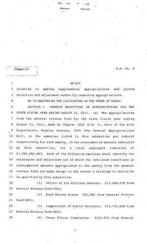 Primary view of object titled '82nd Texas Legislature, Regular Session, House Bill 4, Chapter 210'.