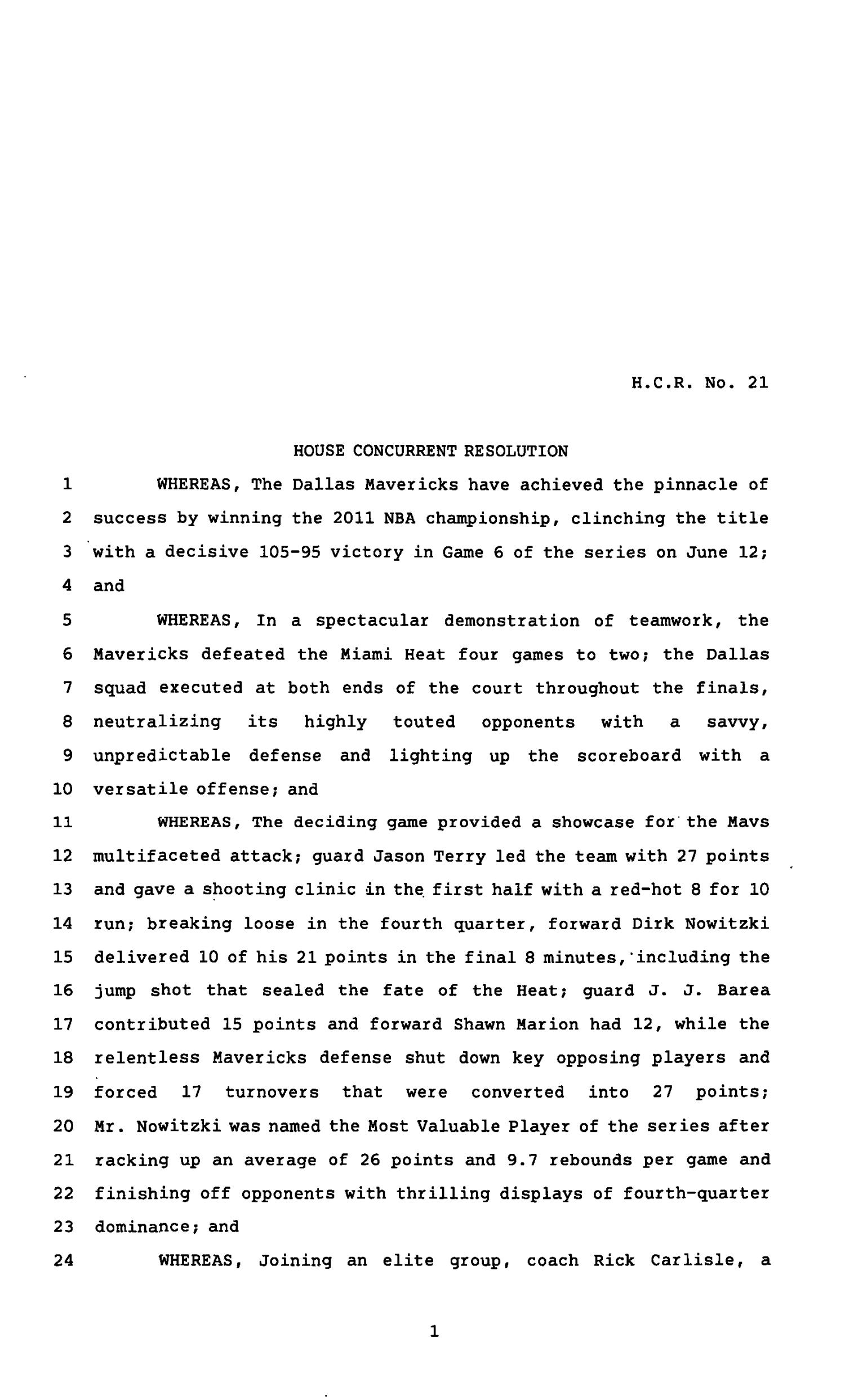 82nd Texas Legislature, First Called Session, House Concurrent Resolution 21
                                                
                                                    [Sequence #]: 1 of 4
                                                