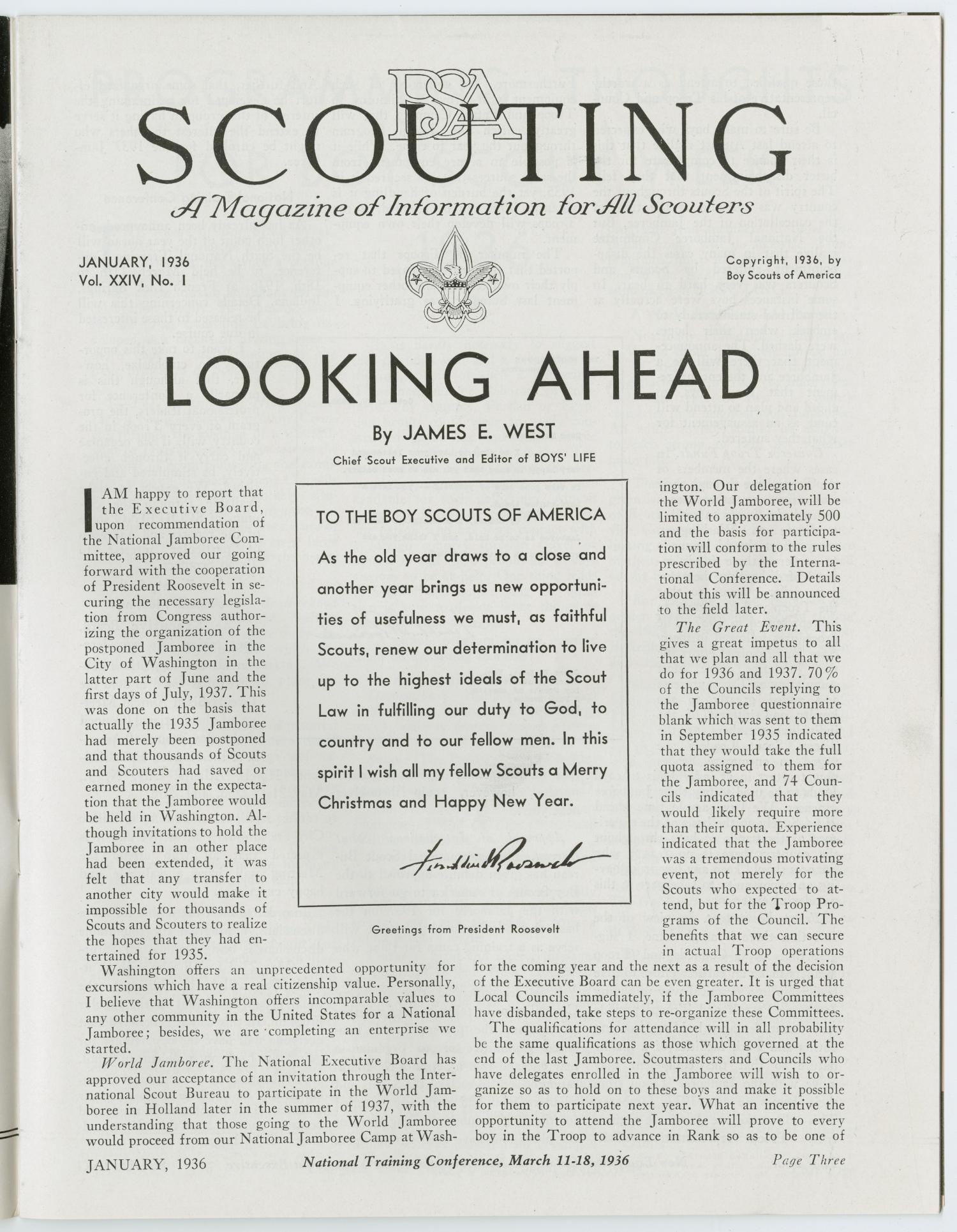 Scouting, Volume 24, Number 1, January 1936
                                                
                                                    3
                                                