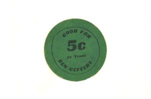 Primary view of object titled '[5-Cent Token]'.