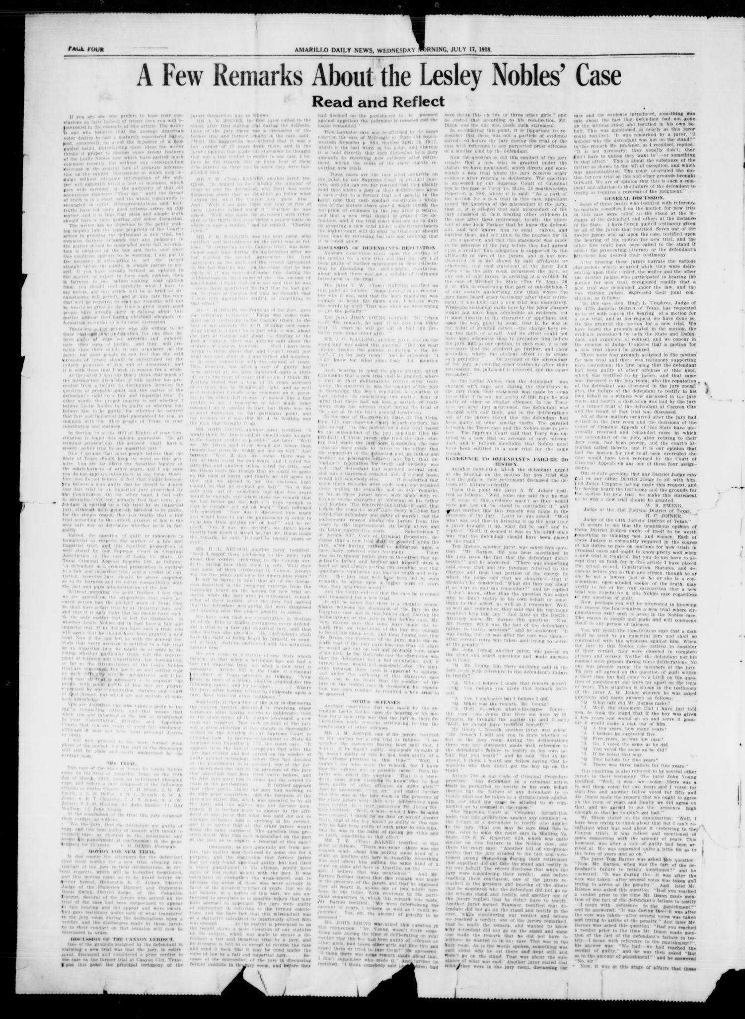 Amarillo Daily News (Amarillo, Tex.), Ed. 1 Wednesday, July 17, 1918
                                                
                                                    [Sequence #]: 2 of 4
                                                