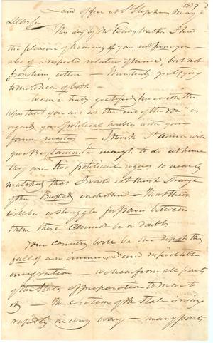 Primary view of object titled '[Letter from James Magoffin, May 2, 1837]'.