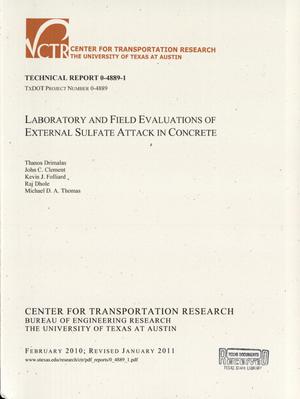 Primary view of object titled 'Laboratory and field evaluations of external sulfate attack in concrete'.