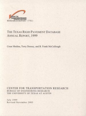 Primary view of object titled 'The Texas rigid pavement database annual report, 1999'.