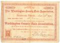 Primary view of [Certificate of stock in the Washington County Fair Association of Brenham, 1870]