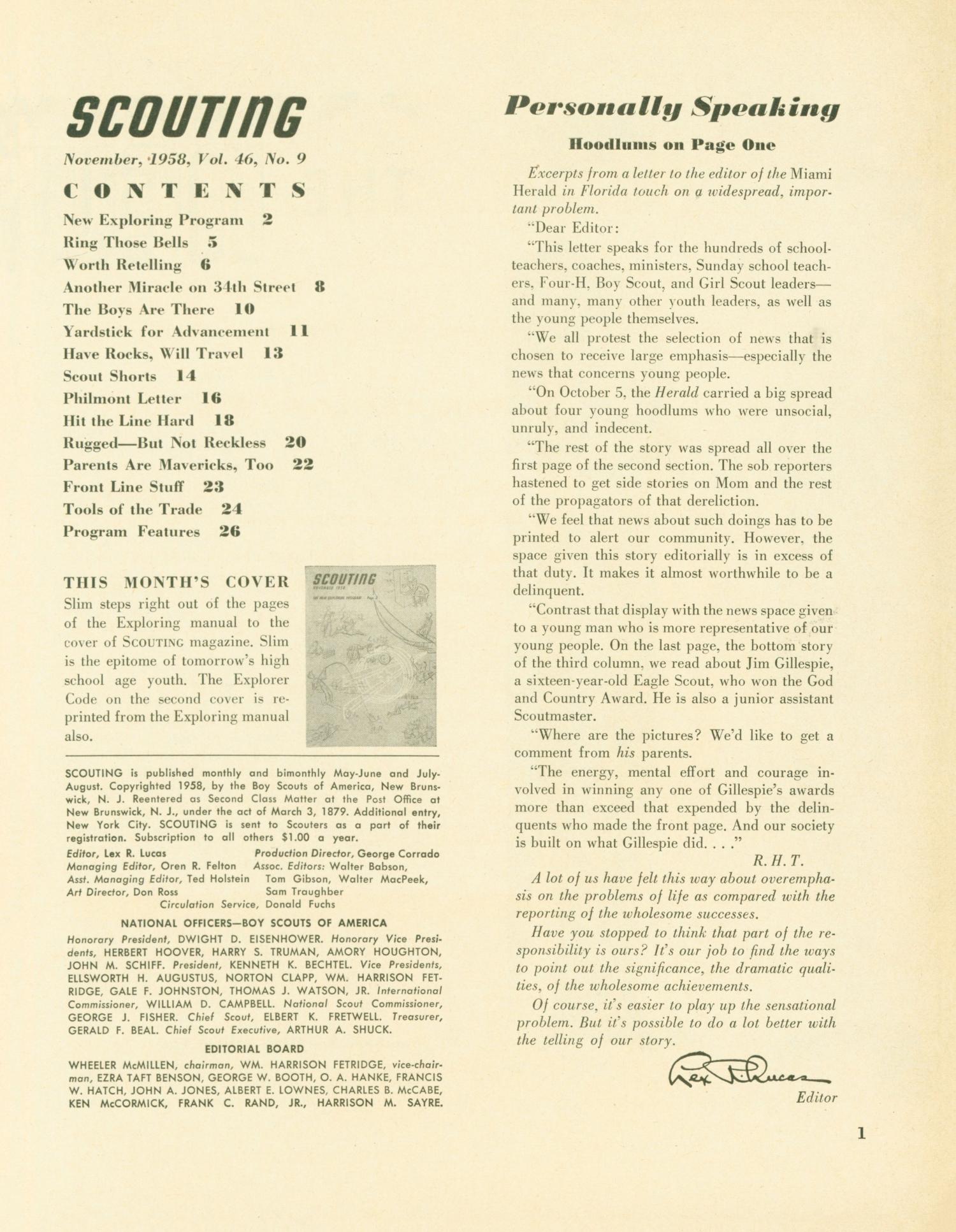 Scouting, Volume 46, Number 9, November 1958
                                                
                                                    1
                                                