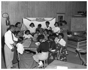 Primary view of object titled '[Anderson High School Girls Working on Sewing Projects]'.