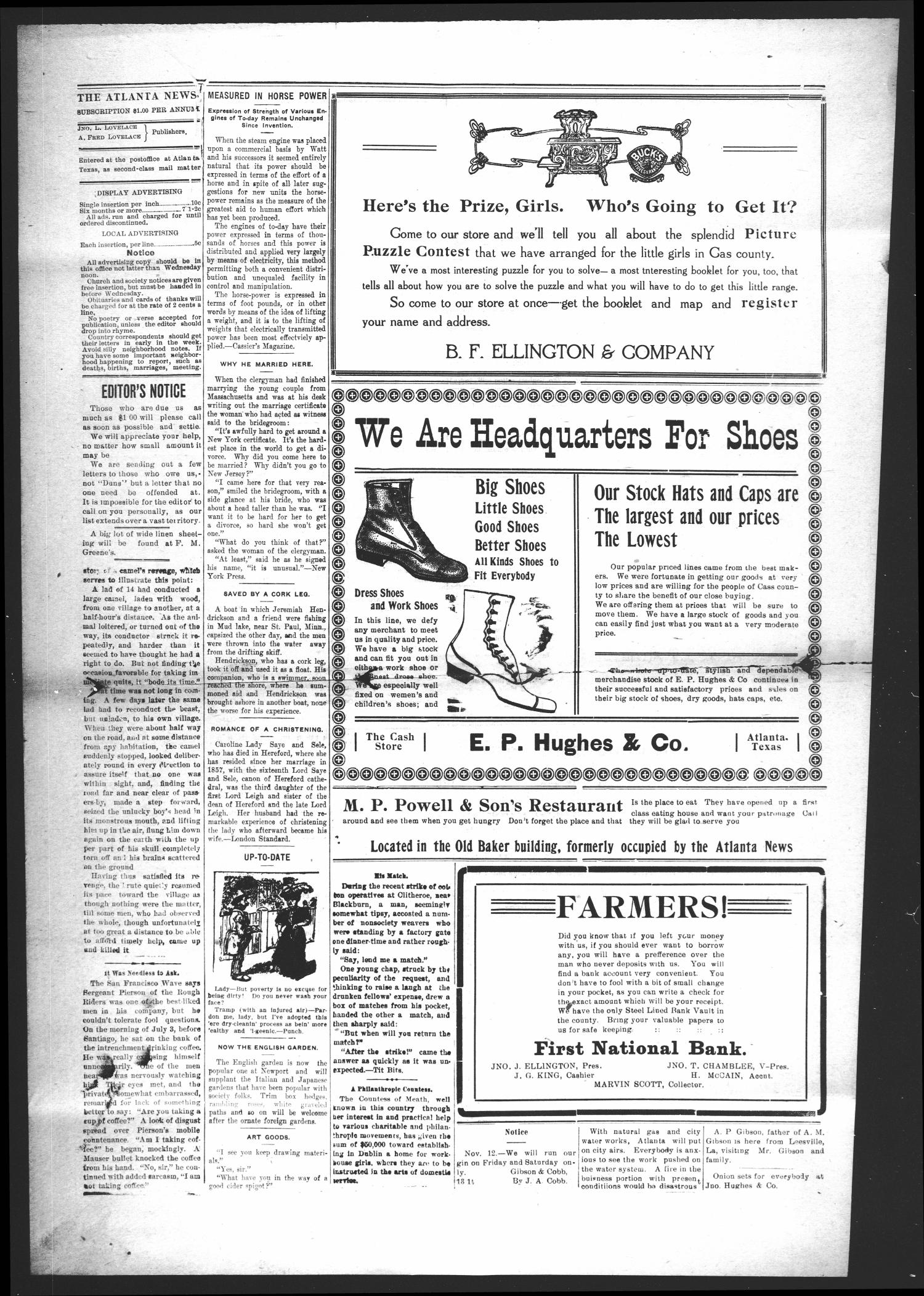 The Atlanta News. (Atlanta, Tex.), Vol. 10, No. 14, Ed. 1 Thursday, November 18, 1909
                                                
                                                    [Sequence #]: 4 of 10
                                                